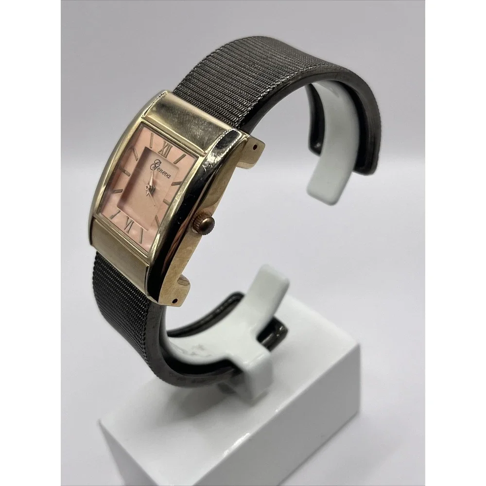 Geneva Women's Quartz Watch Bangle Cuff Band Square Dial‎ 1437- New Battery